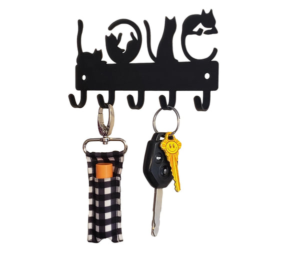 Love Cats Key Holder with 5 hooks - The Metal Peddler Key Rack Cat, key rack, not-dog