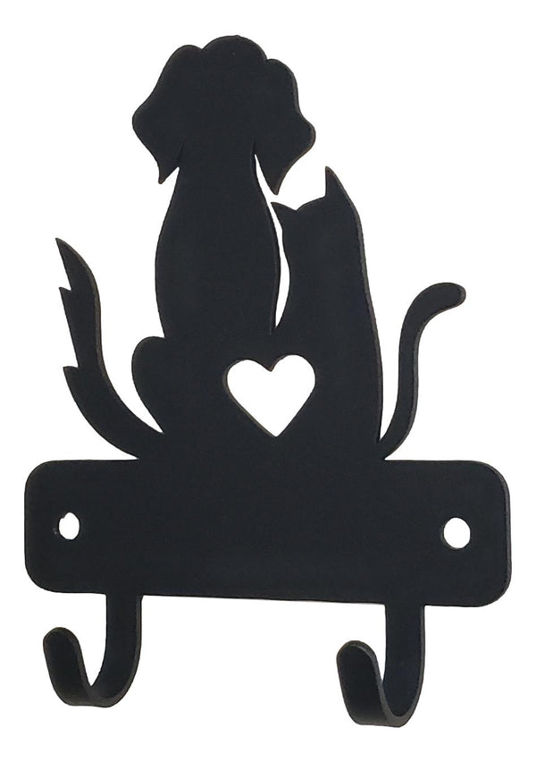 Dog and Cat Love Mini Key Rack with 2 hooks - The Metal Peddler Key Rack Cat, dog, key rack, mini kr