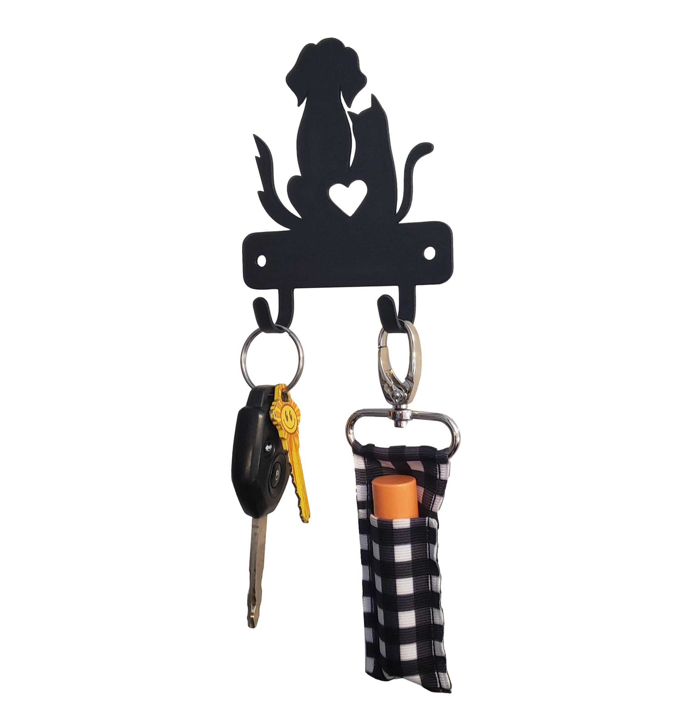 Dog and Cat ❤️ Love Mini Key Rack with 2 hooks - The Metal Peddler Key Rack Cat, dog, key rack, mini kr
