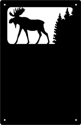 Moose and trees in cut out at top- Rectangular Wall Art Magnetic Memo (11x17) - The Metal Peddler  antlers, Memo board, Moose