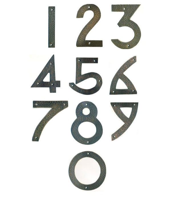 Arts & Craft Copper House Numbers - 6 inches