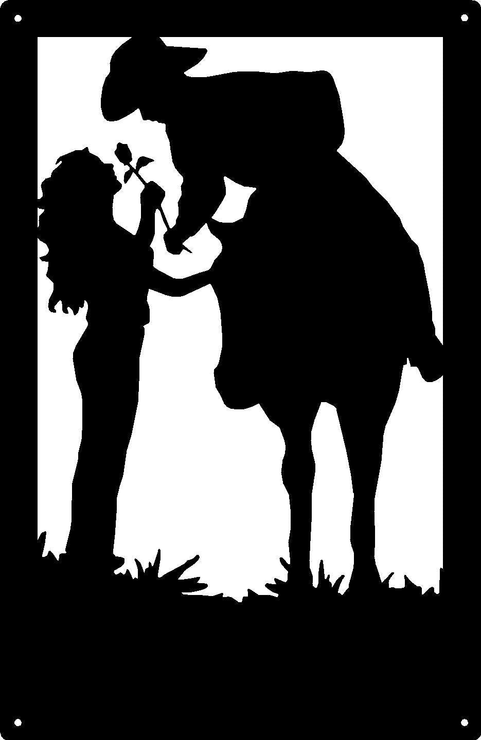 Cowboy and Cowgirl Romantic Couple Wall Art Sign - The Metal Peddler  cowboy, cowboy and cowgirl, cowgirl, horse