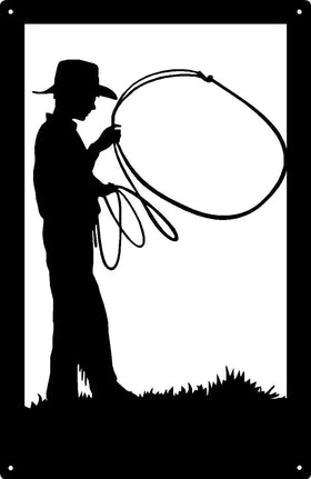 Cowboy Roper with Lasso Wall Art Sign 17x11 - The Metal Peddler 17x11, Cowboy, lasso, roper, western