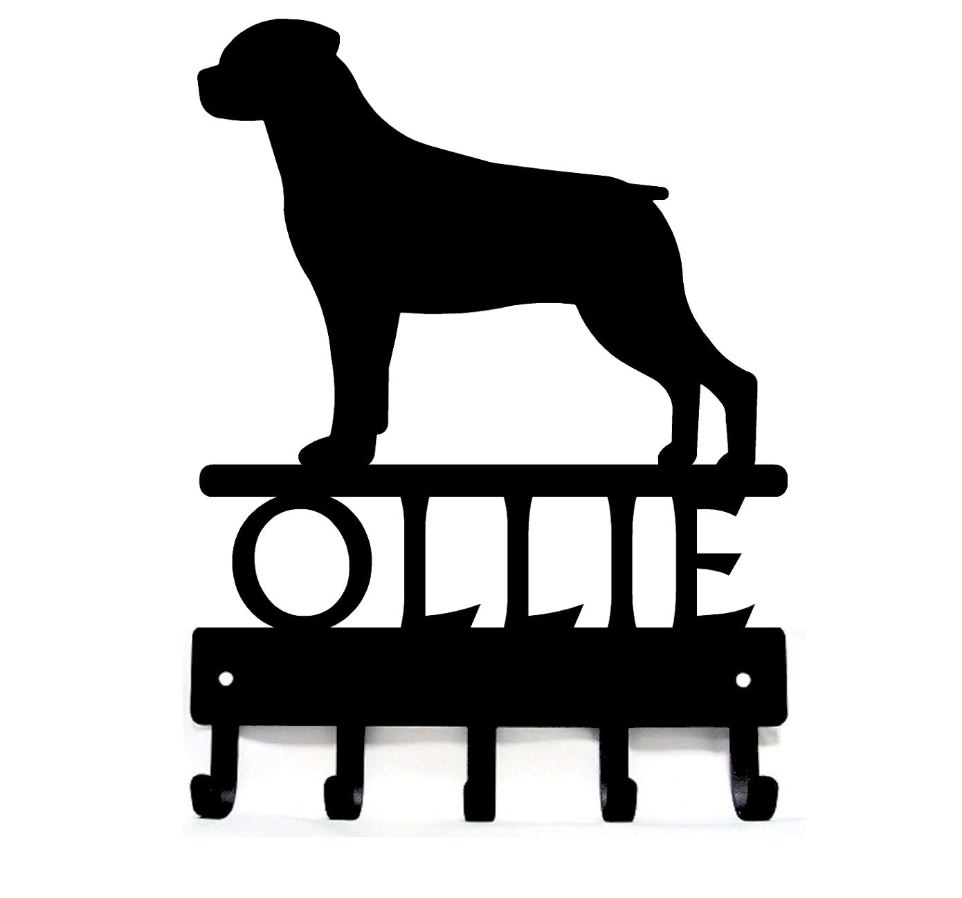 Rottweiler Personalized Name Dog Key Rack/ Leash Hanger - The Metal Peddler Key Rack breed, Breed R, Dog, key rack, leash hanger, personalized, personalizetext, Rottweiler