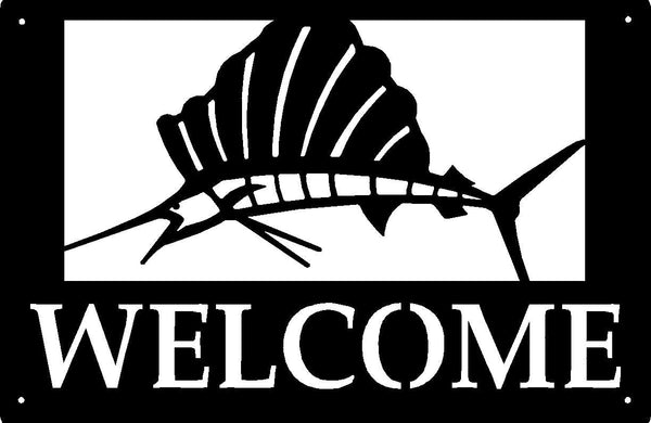 Sailfish Welcome Sign 17x11 - The Metal Peddler Welcome Signs 17x11, fish, porch, sailfish, welcome sign