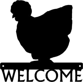 Silkie Chicken #02 Welcome Sign - The Metal Peddler Chicken, porch, Rooster, Welcome Sign