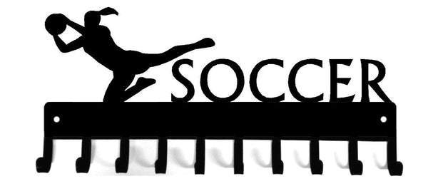 Soccer Goalie Female - Medal Rack Display - The Metal Peddler  female, goalie, medal rack, soccer, sport hooks, sports
