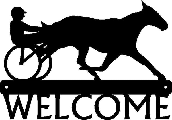 Sulky Racer Horse Welcome Sign - The Metal Peddler  horse, porch, sulky, welcome sign