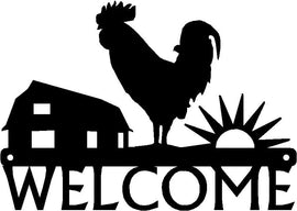 Welcome Sign - Sunrise Rooster Chicken - The Metal Peddler Chicken, farm, porch, rooster, Welcome Sign