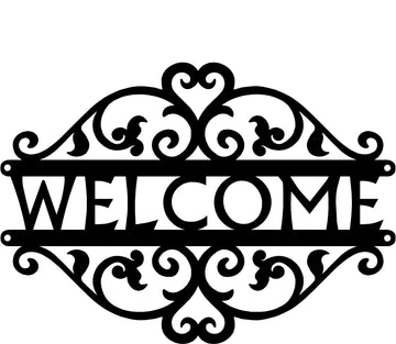 Double Vine Welcome Sign - The Metal Peddler Welcome Signs decorative, porch, scroll, welcome sign