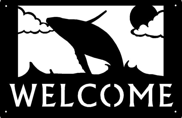 Humpback Whale Ocean Scene Welcome Sign 17x11 - The Metal Peddler Welcome Signs 17x11, porch, welcome sign, whale